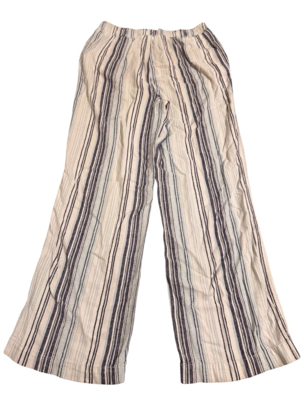 Briggs New York Cream and Navy Striped linen drawstring pants